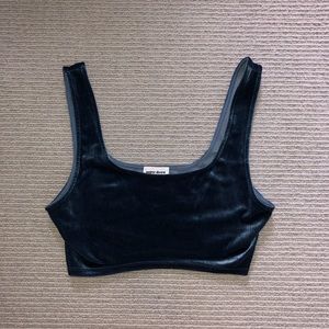 Super down cropped velvet navy tank